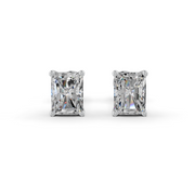 Radiant Cut Real Moissanite 4 Prong Solitaire Stud Earrings Screw Back 14K Gold Plated